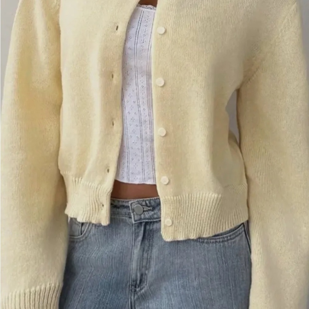 Cream Button-Up Women's Sweater